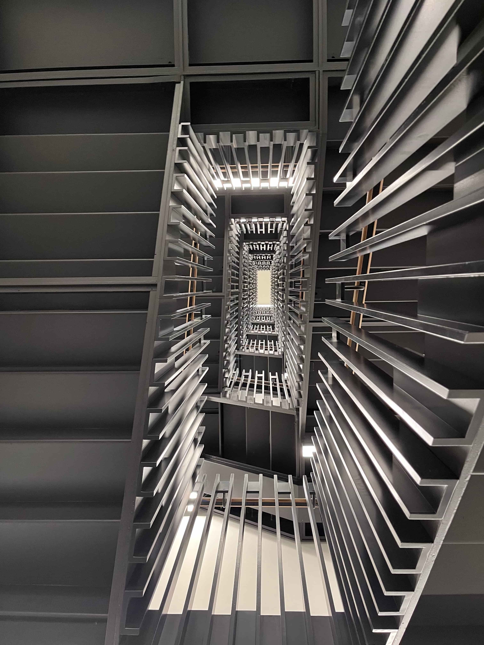 Internal staircase view, The Forge, London, Designed using a P-DfMA approach by Bryden Wood