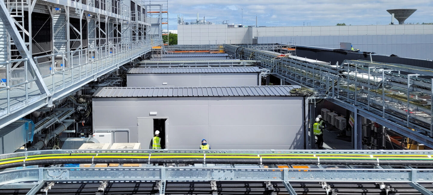 External roof gantry, data center campus, Bryden Wood