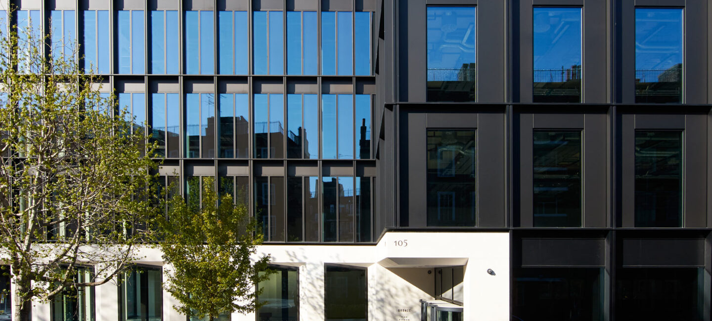 Front façade, The Forge, P-DfMA design by Bryden Wood
