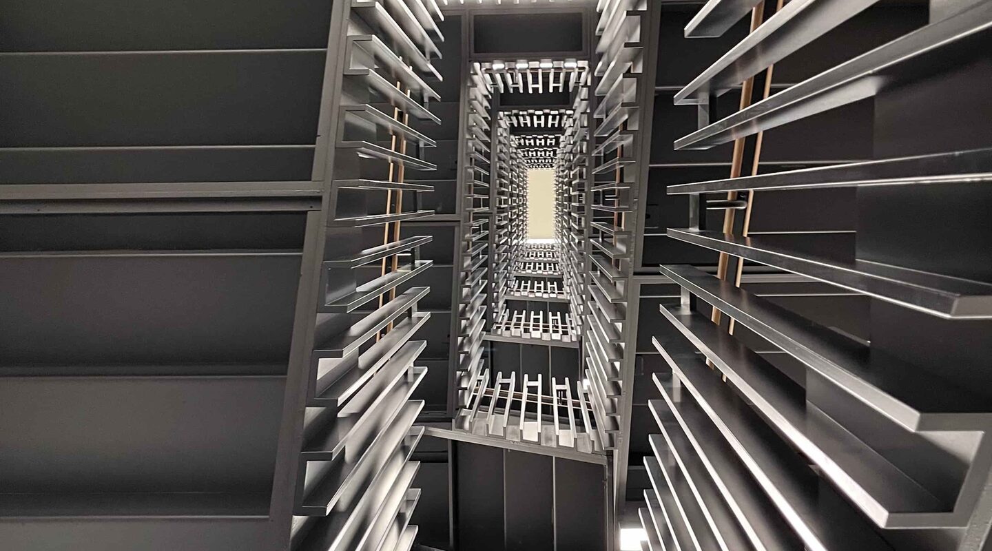 Internal staircase view, The Forge, London, Designed using a P-DfMA approach by Bryden Wood