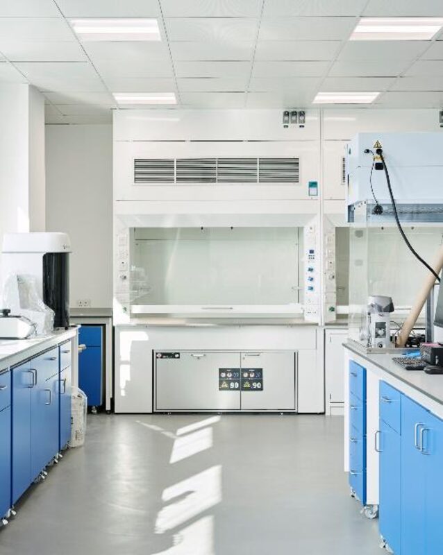 Lab fit-out in a building originally intended for office use.