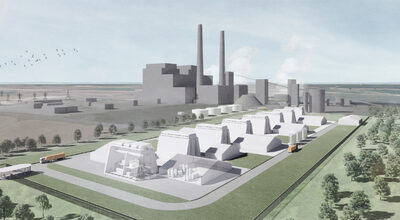CGI of Coal-fired power station adapted to use advanced heat sources