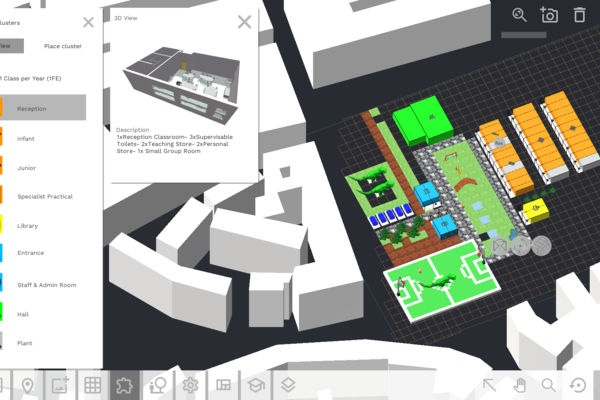 Seismic school digital design configurator app image by Bryden Wood. Uses DfMA systems
